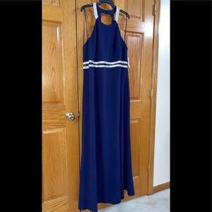 Women’s Formal Dress Sizes 20 22 Sequin Hearts Sheath Navy Embellished Gown Prom
